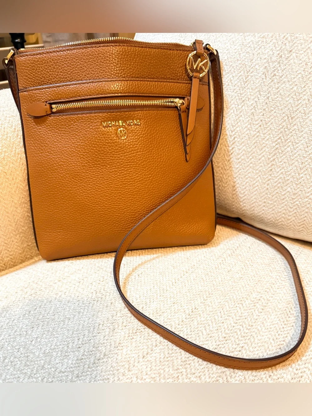 Michael Kors Tan Crossbody Bag - Pebbled Leather